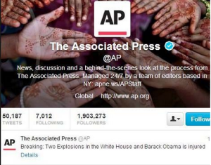 False tweet of white house explosions and Obama injury